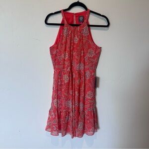 Vince Camuto NEW Coral Floral Mini Dress Women’s Size 8 Pockets Girly Feminine